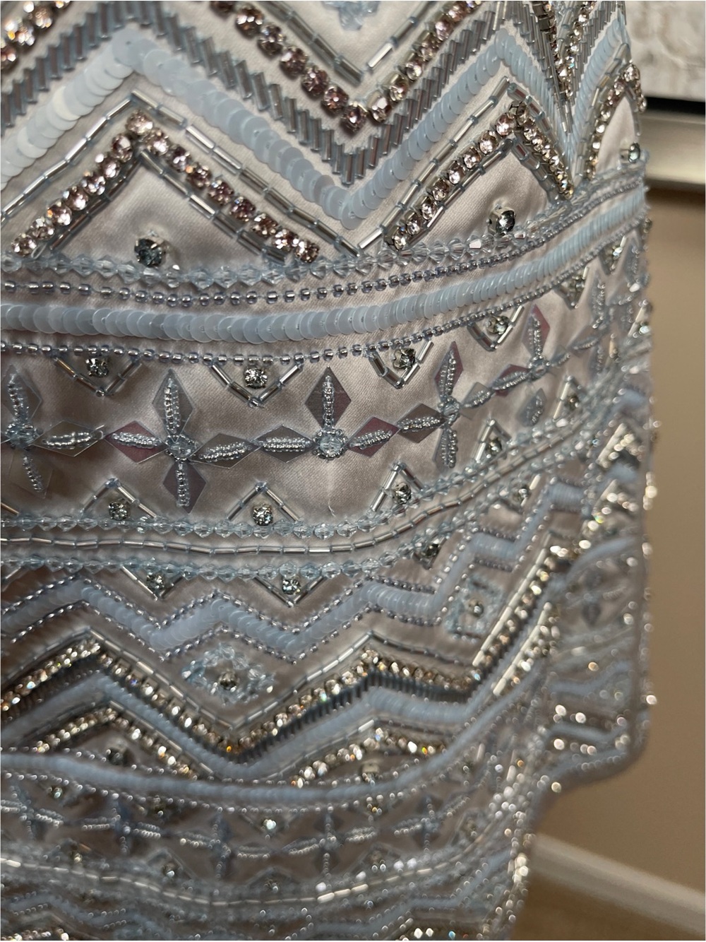 DES PHEMMES Sequin Embellished Halterneck
Blue Mini Dress Size Large - Picture 7 of 11